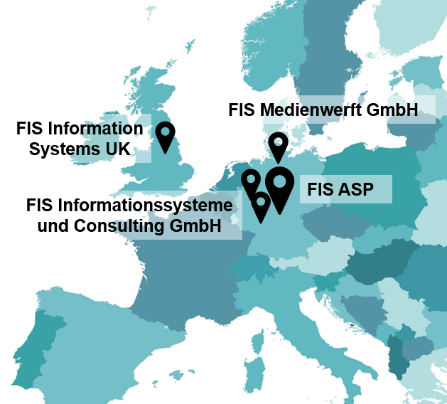 Map of FIS Information sites in UK and Germany